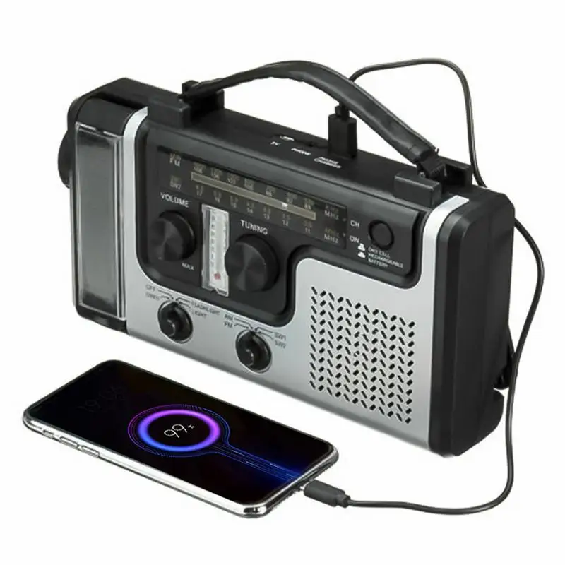 

Portable 1200mAh Emergency Weather Radio Hand Crank Solar Emergency Radio AM/FM/SW1/SW2 Outdoor Survival Flashlight