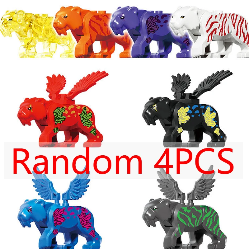 MOC Animals Zoo Building Blocks Elephants Tigers Chimpanzees Elk Bears Sheep Camel Horse Crocodile Leopard Mini DIY Bricks T11