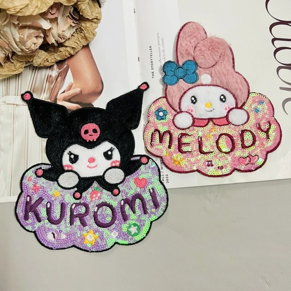 

New Kuromi Patch Cloth Cute Cartoon Originality Sequin Clothing Decoration New Fashion Trend Diy Embroidery Repair Cloth Patch