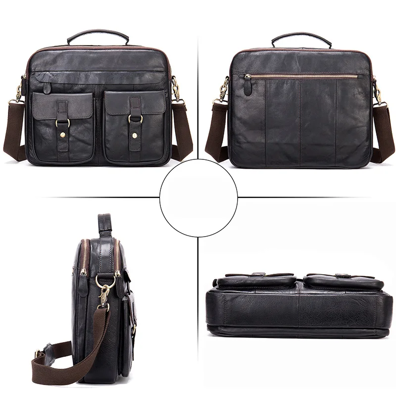 Vintage Mode Mannen Lederen Schoudertas Crossbody Tas Top Laag Koeienhuid Handtas Zakelijke Tas Voor Man Mannelijke Aktetas Tassen