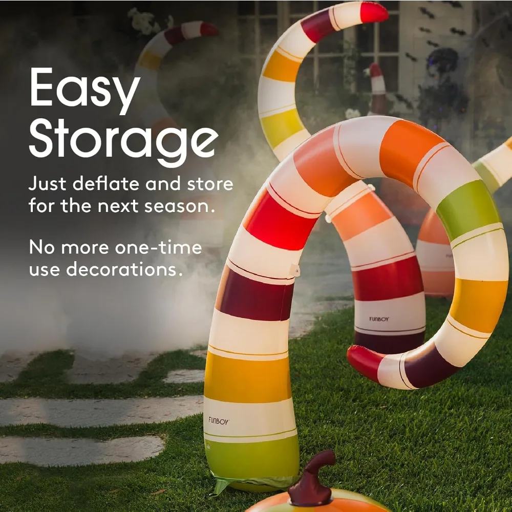 Serpiente inflable gigante iluminada para decoraciones de Halloween aterradoras, adecuada para uso interior y exterior, paquete de 3