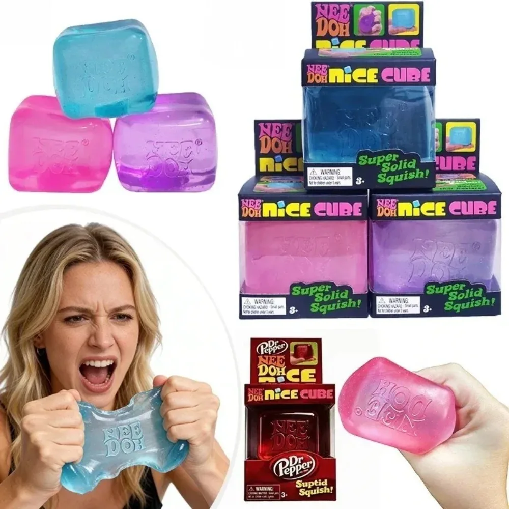 New Needoh Nice Cube Sensory Stress Reliever Fidget Tool for Anxiety Focus Desk Sensory Cube for Adults Kids Cube Squishy Toy