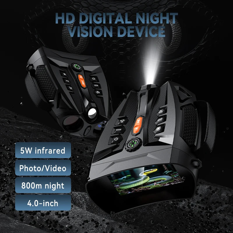 

4.0'' Screen 10x Magnification Binoculars 4K Night Vision Binoculars Zoom with 5000mAh Tactical Light Infrared Goggles for Camp