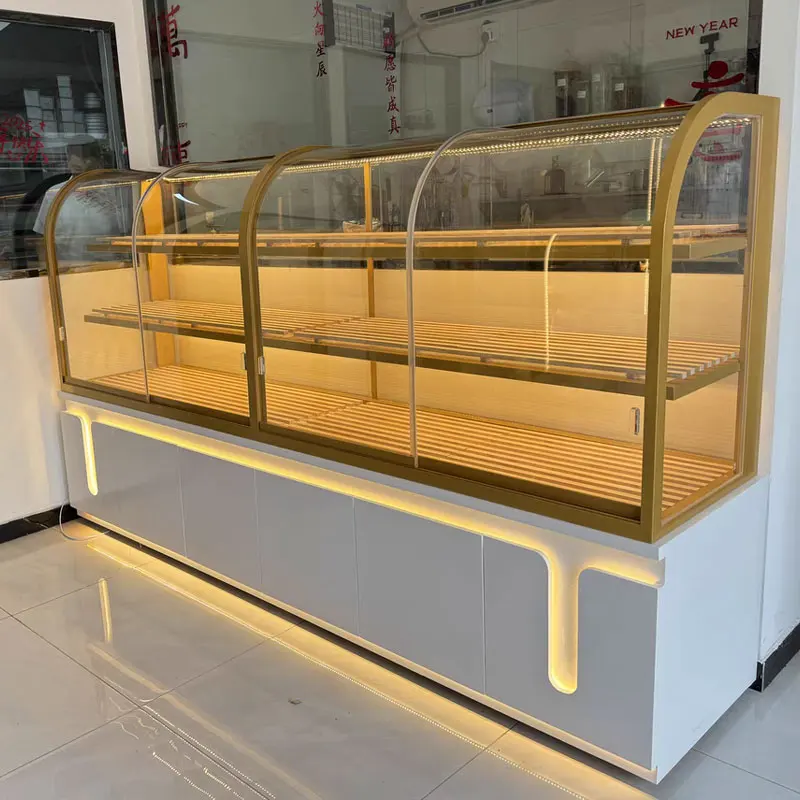 Custom-Made High-End Bakery Display Cabinets Glass and Wood Cake Counters For Store Showcases