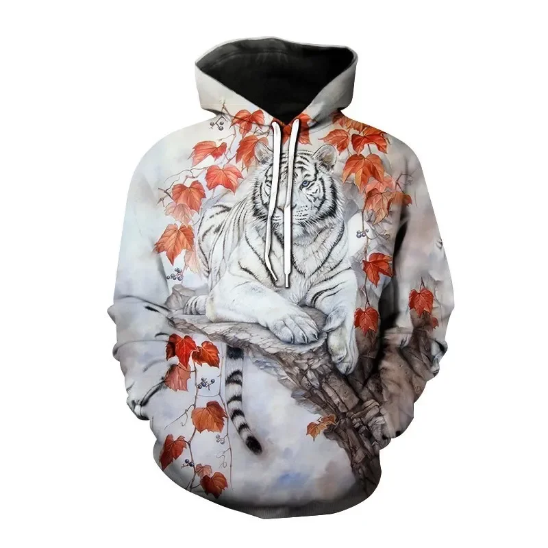 2024 Autumn New Men's Animal Tiger Sweatshirts 3D Printed animal Hoodies Sports hoodie loose long sleeve pockets Fashion Hoodie