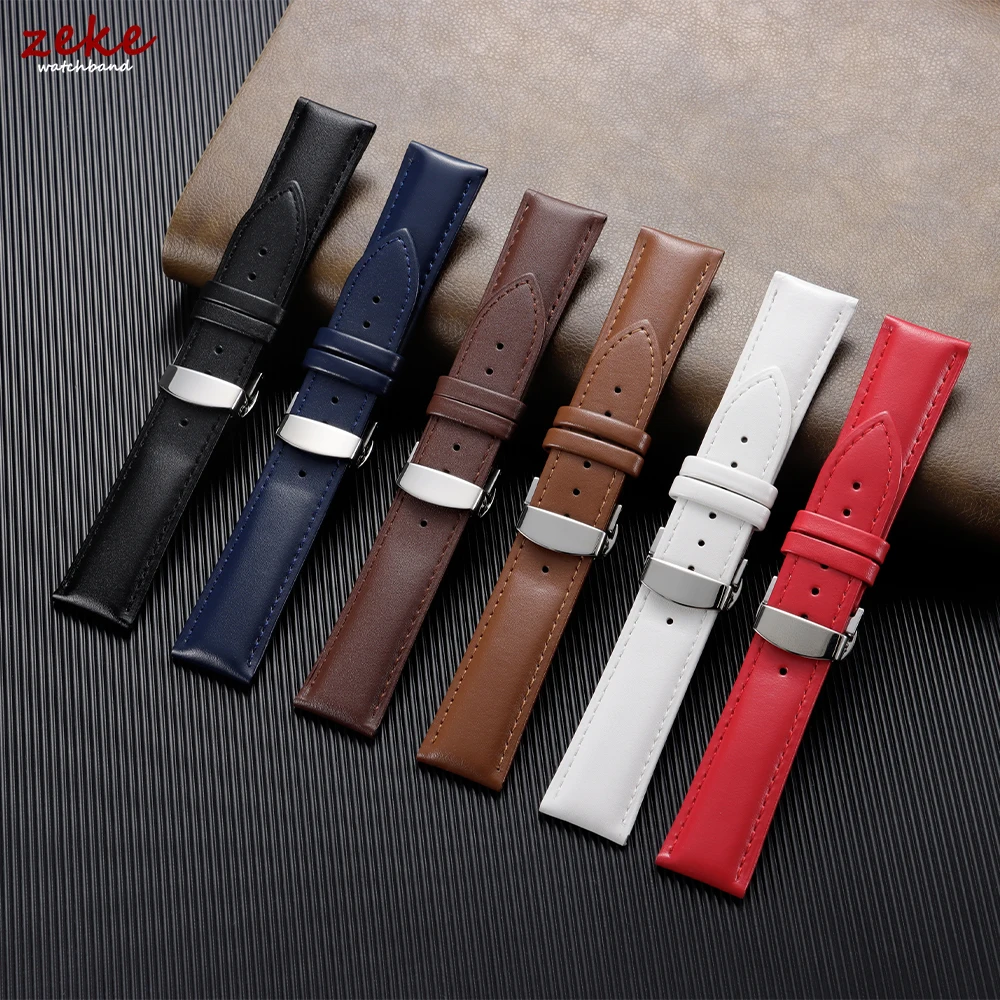 Genuine Leather Watchband 12/14/16/18/19/20/21/22mm Watch Strap for DW Butterfly Buckle Men's & Women's Business with Wooden Box image 6