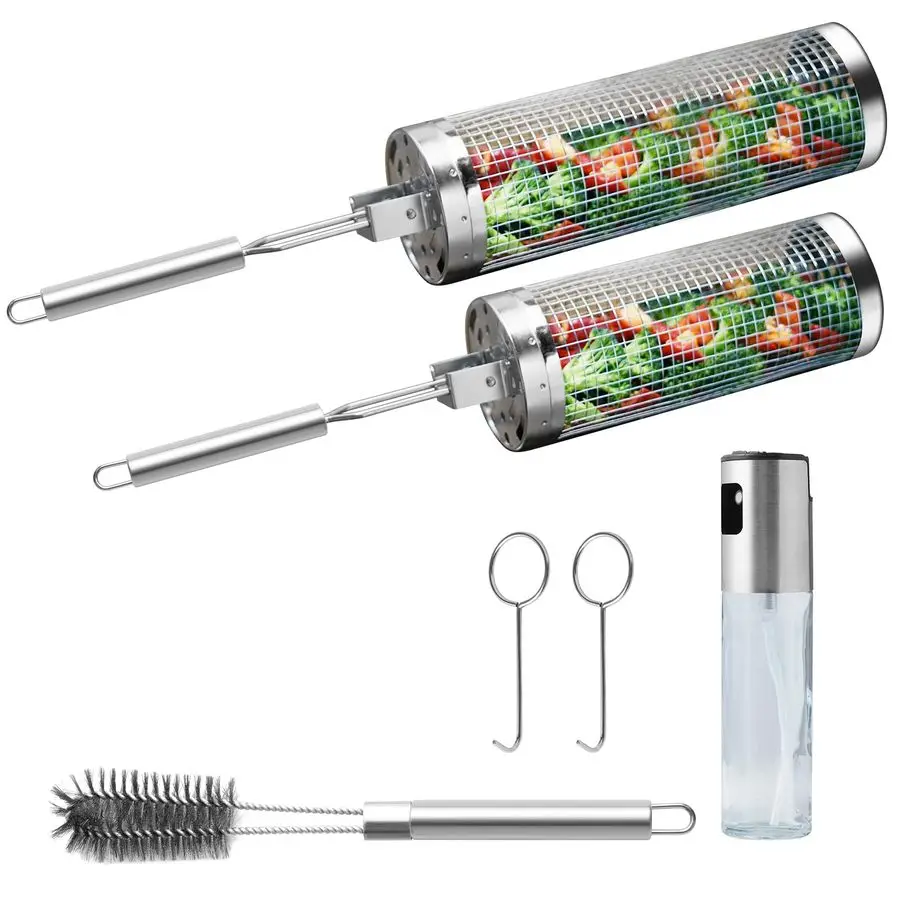 

Корзины для гриля, 2 шт., из нержавеющей стали 304, со съемной ручкой из нержавеющей стали, сетка для гриля, аксессуары для барбекю для V