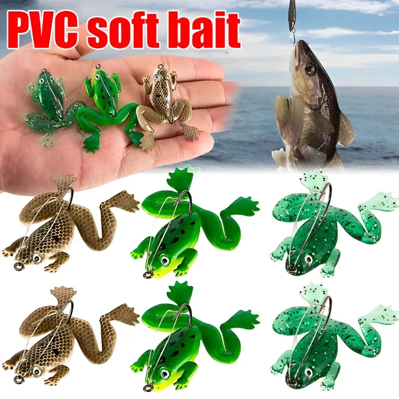 5.2g/6cm Durable Portable Lifelike New Rubber Frog Spinner Sinking Bass Bait PVC Soft Fishing Lures Fishing Accessories