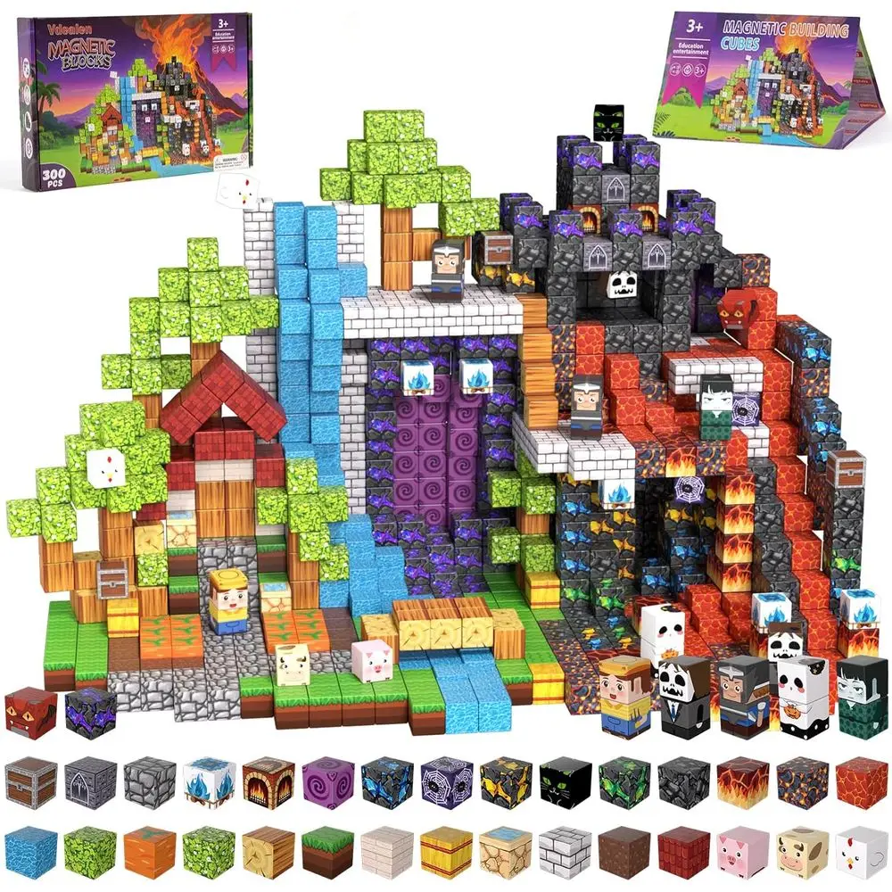 

Magnetic Building Cubes Set of 300 for Kids - STEM Toys for Ages 3-12, Montessori Sensory Gift