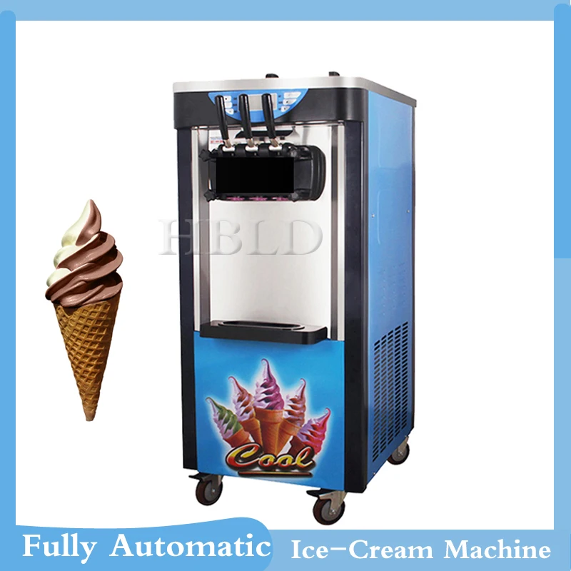 Commercial Floor Mounted Three Flavors Soft Ice Cream Machine With High Capacity And Power