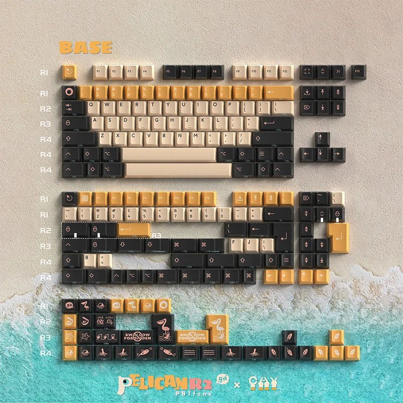 

PBTfans Pelican R2 Theme Keycaps Set ABS Cherry Profile Custom Original Handmade Keycaps for Mechanical Keyboard Accessories DIY