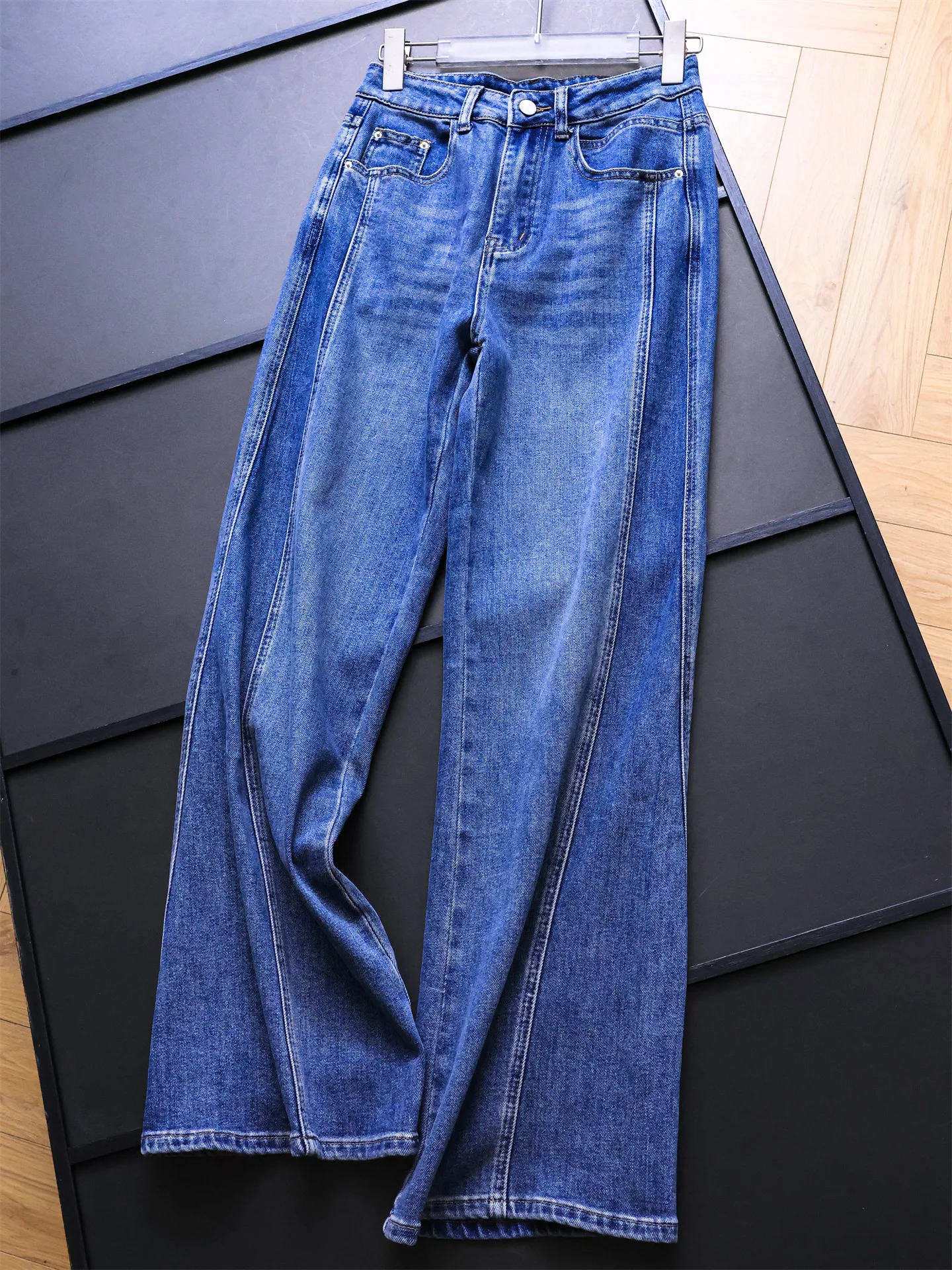

High Waist Straight Leg Jeans Women's Loose Fit Washed Bleached Denim Pants Tapered Leggings Casual Comfortable Breathable