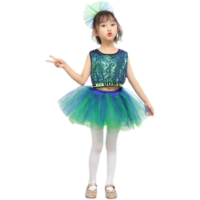

Kids Sequin Performanc Contemporary Dance Costume Modern Jazz Dancewear for Girls Children's Performance Outfit