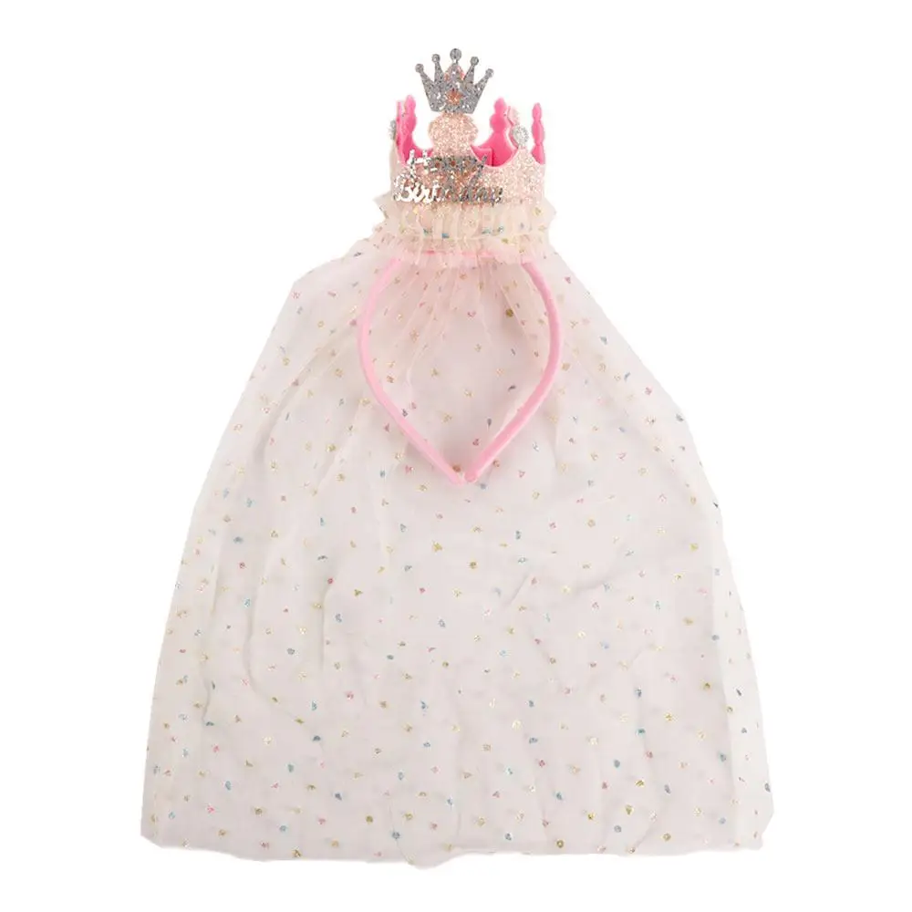 

Crown Headwear Mesh Happy Birthday Sequin For Kids Korean Style Headband Hair Accessories Girls Hair Hoop Birthday Hairband