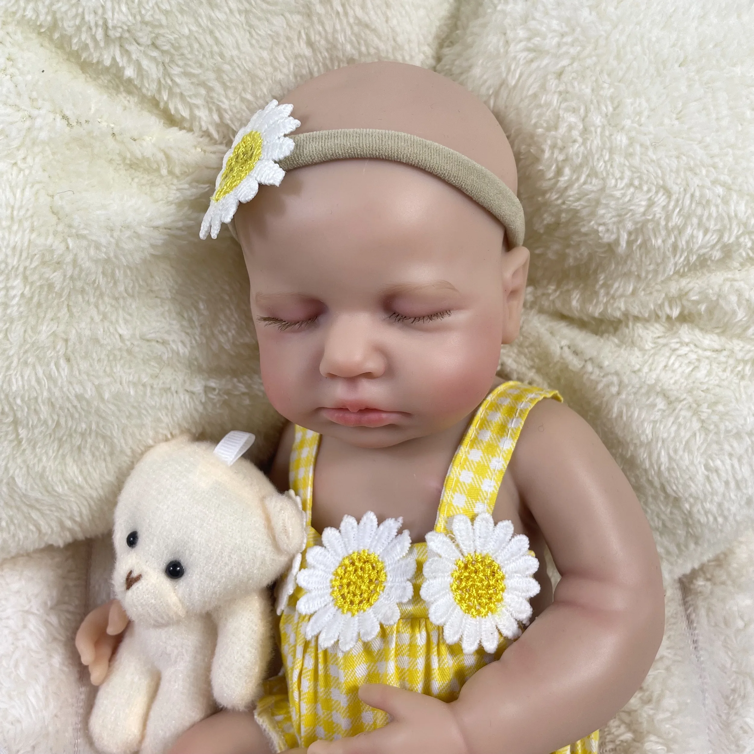 

Мини 33 см готовая силиконовая кукла реборн ЛуЛу оригинальная девочка полностью твердая силиконовая моющаяся кукла игрушка Рождественский подарок