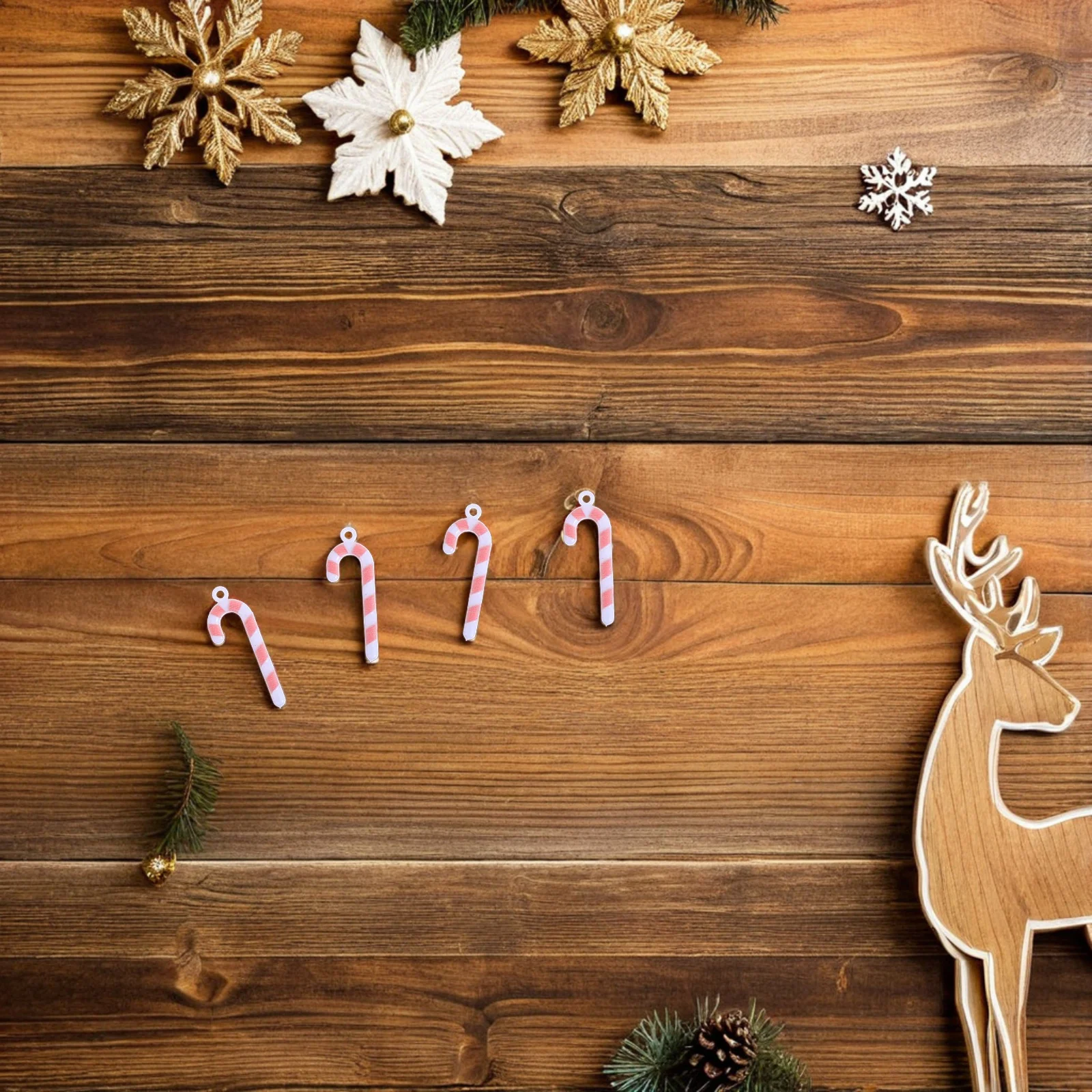 

100Pcs Miniature Candy Cane Christmas Charms 2.8cm Red White for Holiday Crafts DIY Projects Xmas Tree and Fireplace Decorations