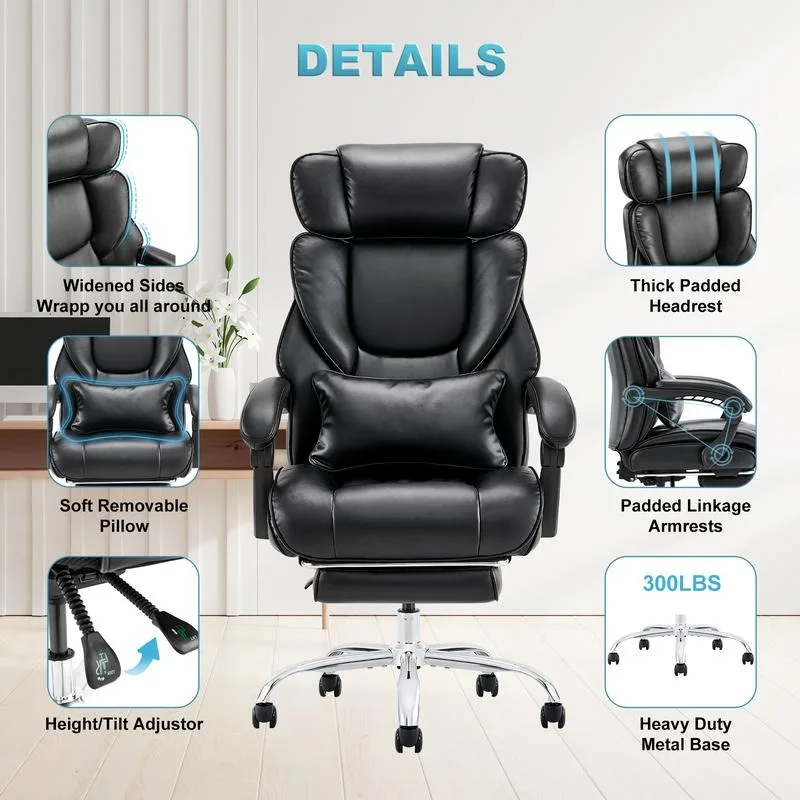 COLAMY Office Chair with Footrest-Ergonomic Computer Chair with Extra Lumbar Support Pillow, High Back Executive Desk Cwith Wrt