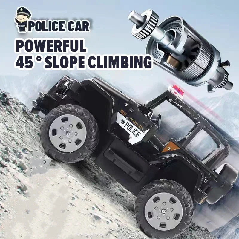

Rc Police Car 4Ch Alloy Remote Control Cars Climbing Off-Road All Terrain Buggy Drift Electric Vehicle Toys for Boys Kids Gift