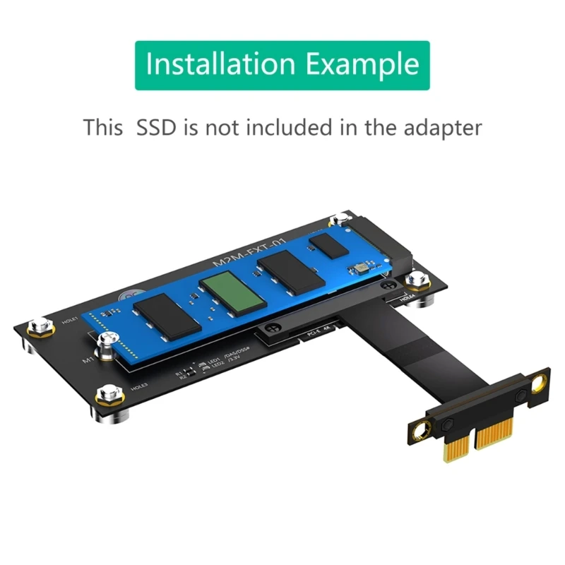 Phiên bản mới M.2 NGFF nvme M-key SSD sang PCIE 1X Cáp nối dài có miếng đệm từ tính
