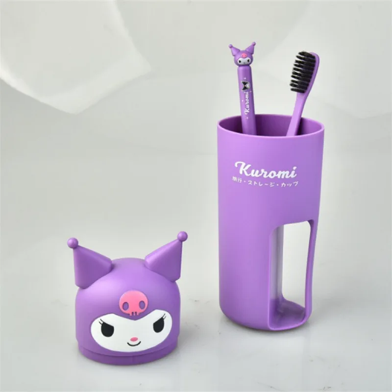 Cute Sanrio Wash Cup Set Kuromi Accessories Anime Kawaii Portable Traveling Outing Soft Bristle Toothbrush Toys for Girls Gift