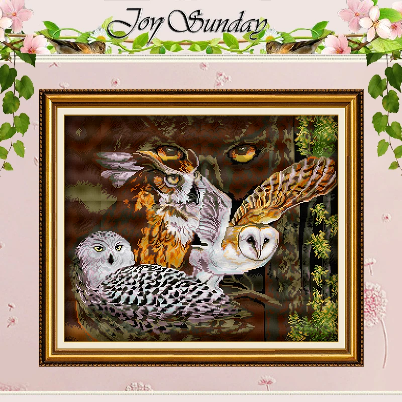 

Owl Animal Patterns Counted Cross Stitch Set DIY Handmade Wholesale 11CT 14CT Stamped DMC Cross-stitch Kit Embroidery Needlework