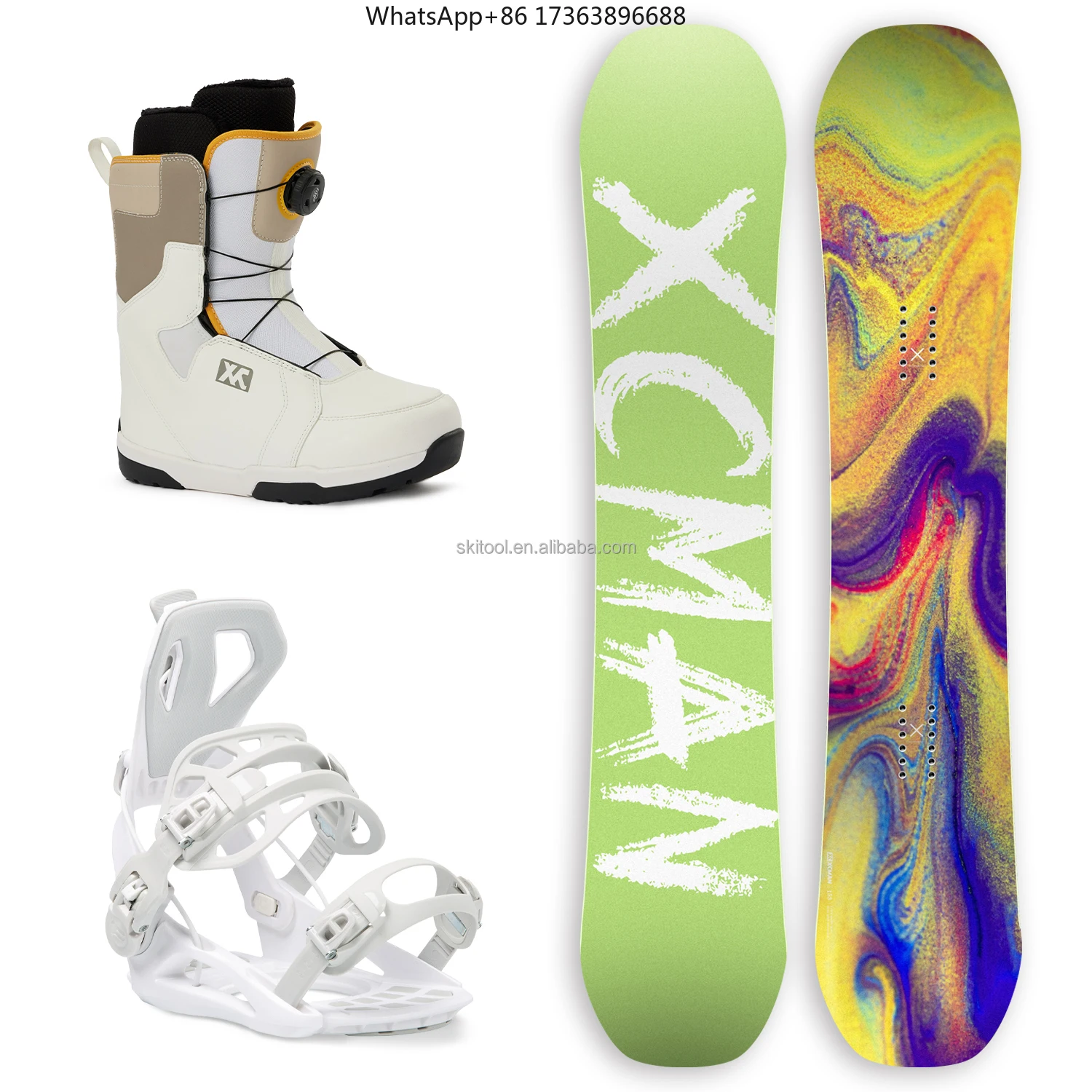 XCMAN Men's Complete Snowboard Package Camber True Twin Carved Snowboard + Bindings + Boots for All Terrain Best for Beginner