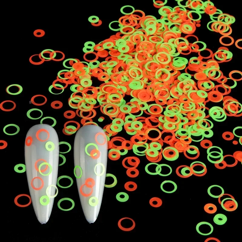 형광 버블 스팽글 에폭시 수지 반짝이 필러, 둥근 모양 네온 네일 아트 플레이크, 수지 셰이커 필러