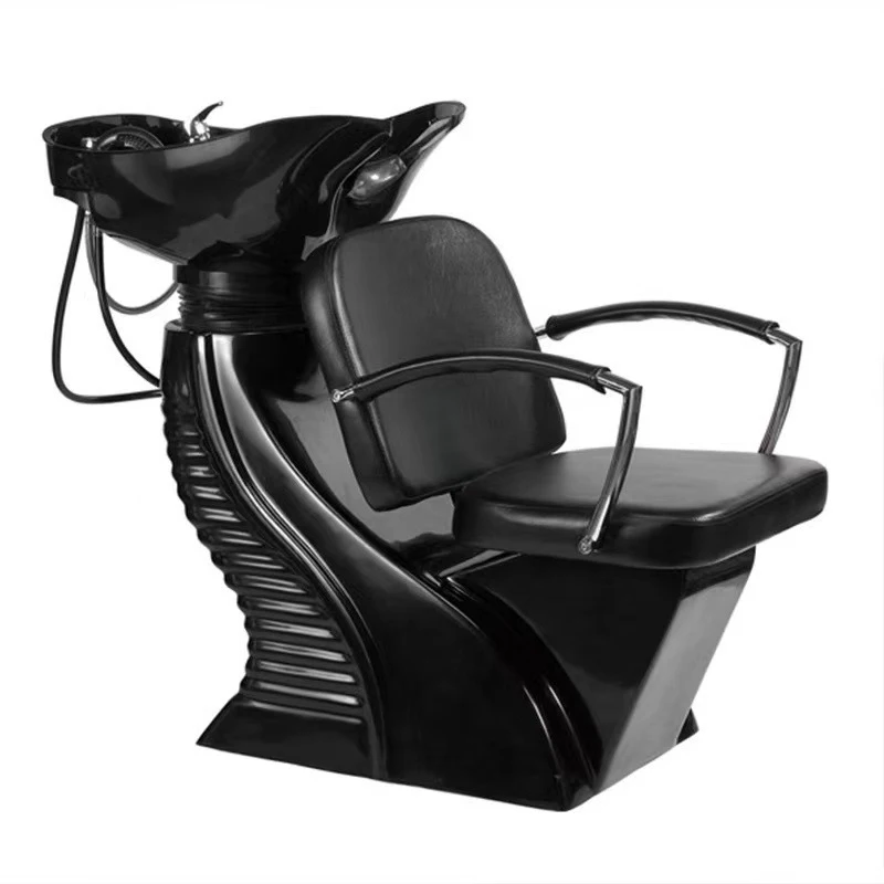Hair Salon Bed Manufacturer Ceramic Basin Semi-Reclining Head Physiotherapy Barber Shop Shampoo Bed
