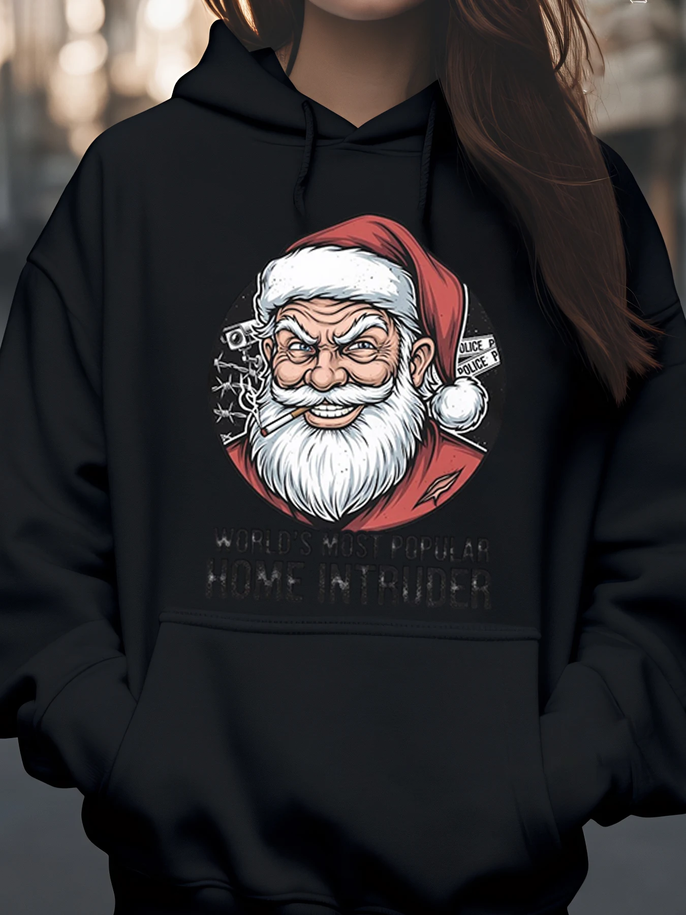 

Рождественская толстовка с принтом лица Санта-Клауса, повседневная одежда унисекс для взрослых