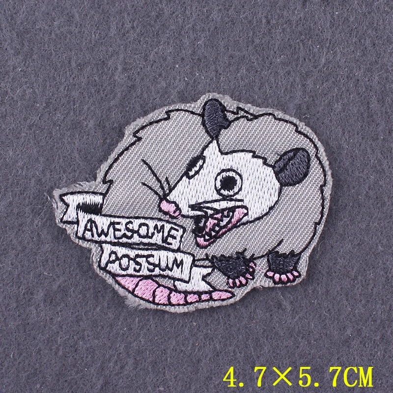 Funny Possum Patch żelazko na plastry na ubrania śliczne naszywki na ubrania w kształcie zwierząt naklejki DIY kreskówka łatka haftowana na ubrania