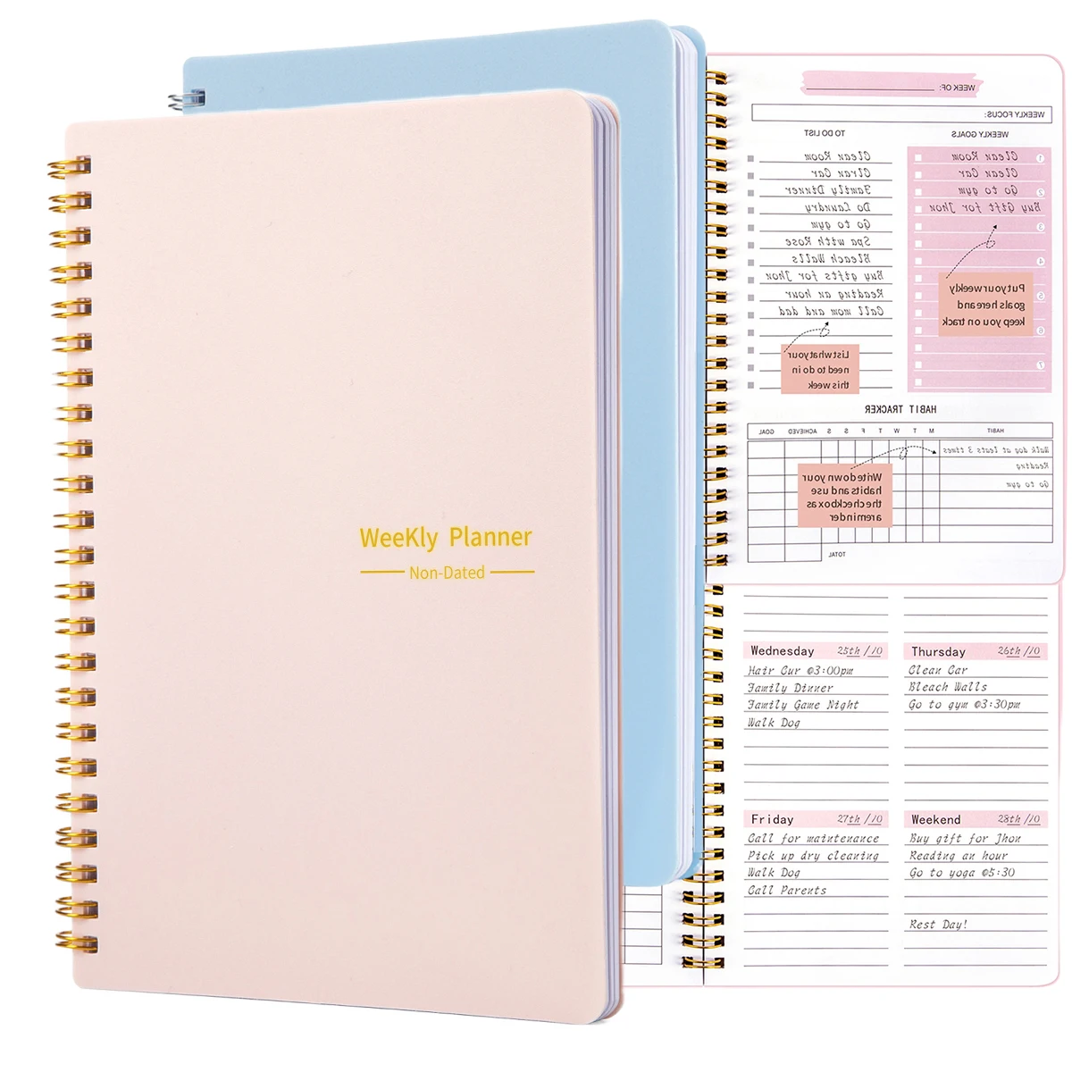 Weekly Planner A5 Notebook 52 Weeks Schedule Agenda Daily Monthly Diary for Student Office School Stationery Supplies