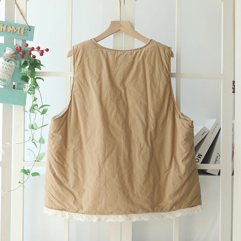 Autumn New Sweet Embroidered Pockets Vest Tops Women Single Breasted Sleeveless Outwear Tops Y1001