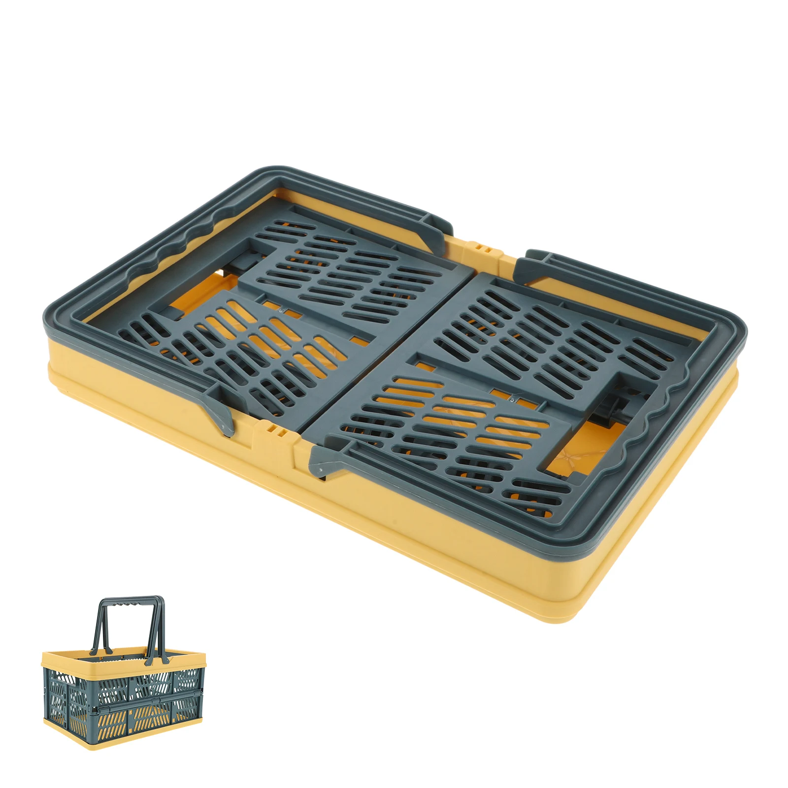 

Folding Basket Portable Foldable Camping Vegetable Outdoor Blue Yellow Plastic Storage Basket Lightweight Durable