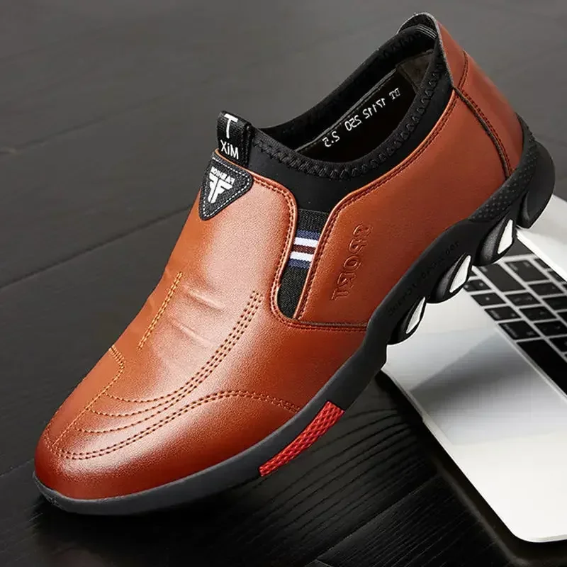 Men's Casual Leather Shoes Spring 2024 Men's Shoes Comfortable Silp on Work Shoes Male Soft Non-slip Loafers Summer Flat Shoes