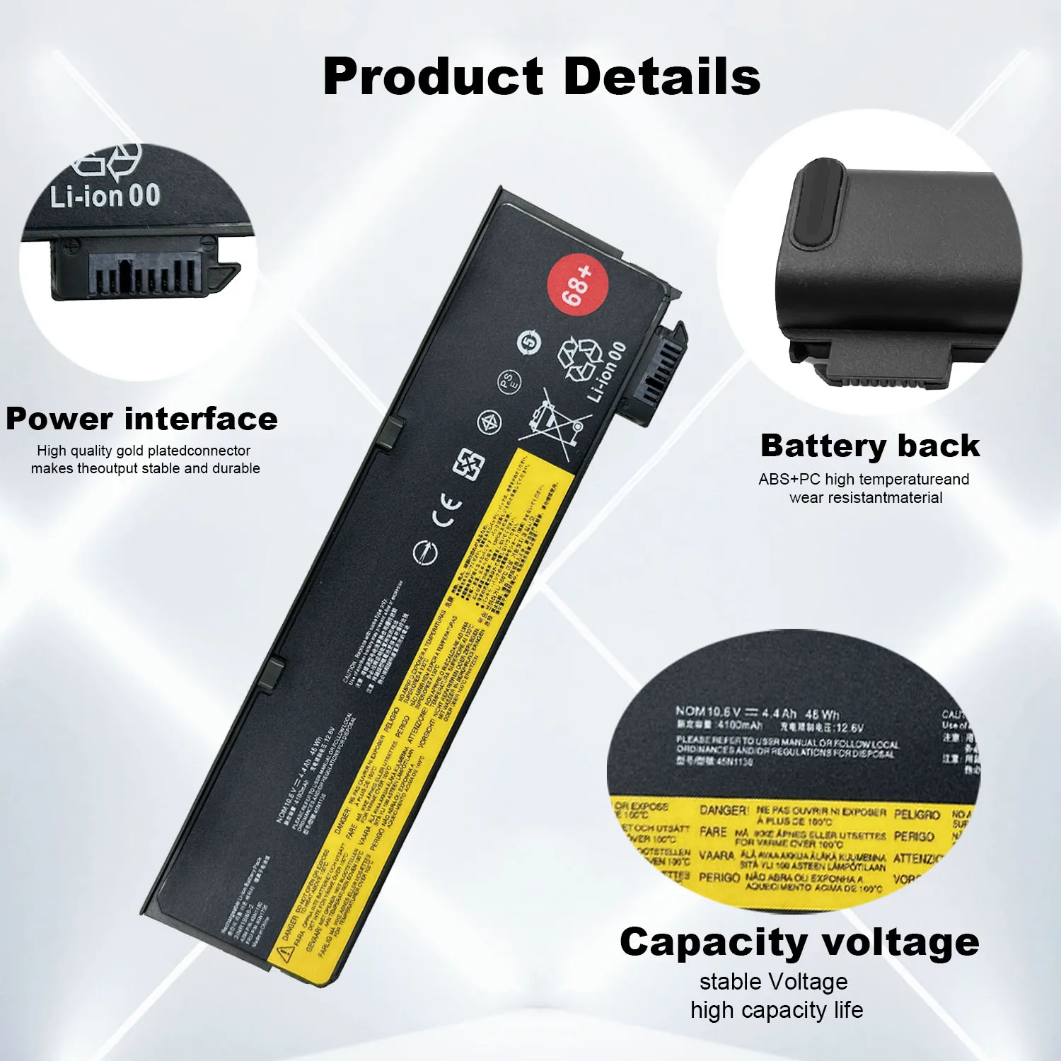DXT New Laptop Battery For 68+ ThinkPad T440 T450 T460 T460P T470P T550 T560 X240 X250 X260 X270 L450 L460 L470 P50S 45N1125