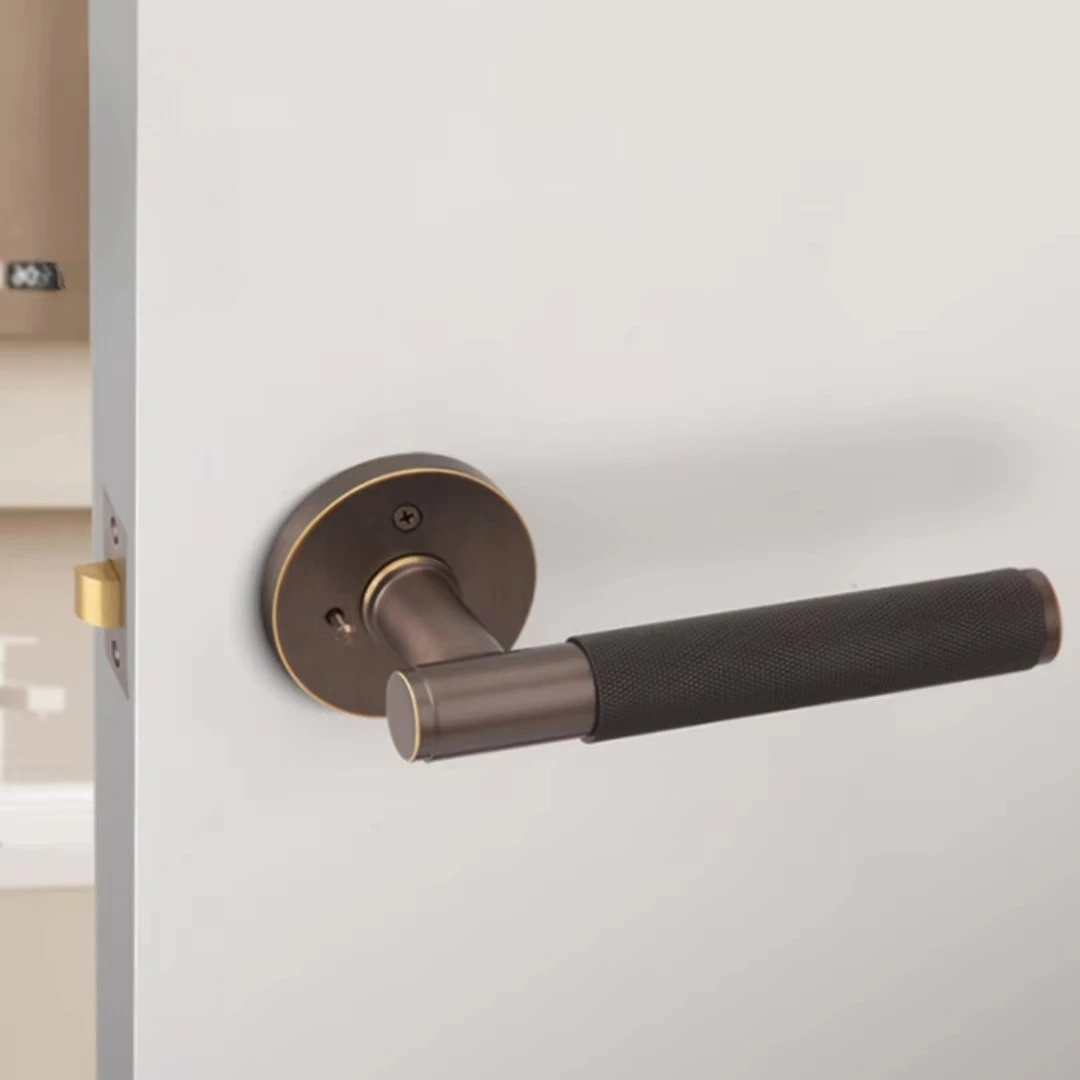 Coffee Bronze Privacy All Copper Privacy Door Lock Keyless Bathroom Door Handle Single Cell Bathroom Access Lock