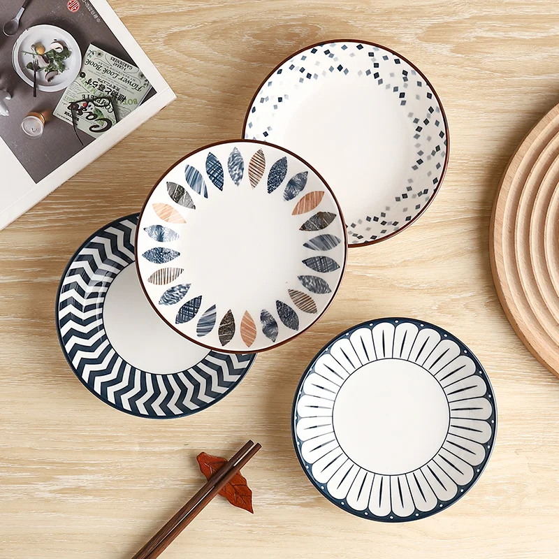 4-Piece 5.6-Inch Minimalist Ceramic Small Plates Set, Multi-functional plates，Oven/Microwave/Dishwasher Safe