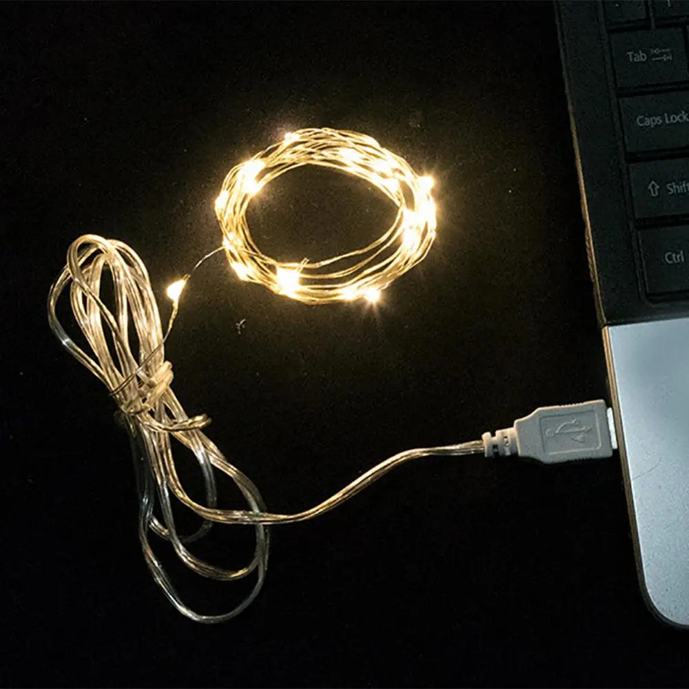 2m 20 Lights Copper Wire Fairy String Light USB LED String Lights Garland Light Christmas Wedding Party Decoration Fairy Light