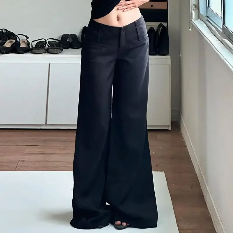 

2025 Solid Color Suit Wide Leg Pants Loose and Slimming Versatile Low Waist Pants