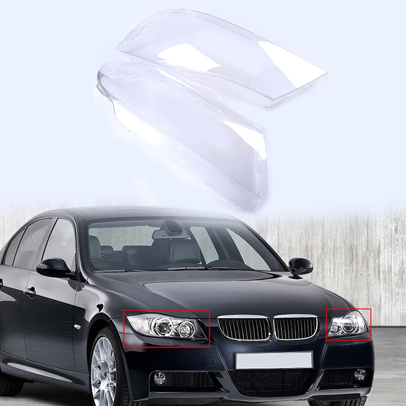 

1Pair Car Headlight Lenses Cover Shell for BMW 3 Series E90 Sedan E91 Wagon Touring 2004-2008 Pre-facelift Left Right Clear Lens