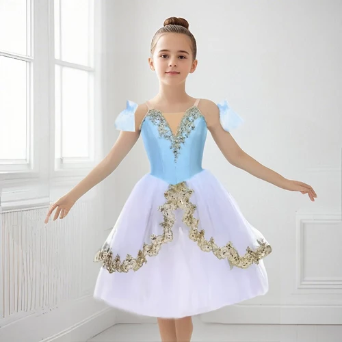 Imagen 2 del producto Tutú de Ballet profesional para niños, traje de baile púrpura del lago de los cisnes, panqueque, tutú de Ballet clásico, leotardo, vestido de Ballet