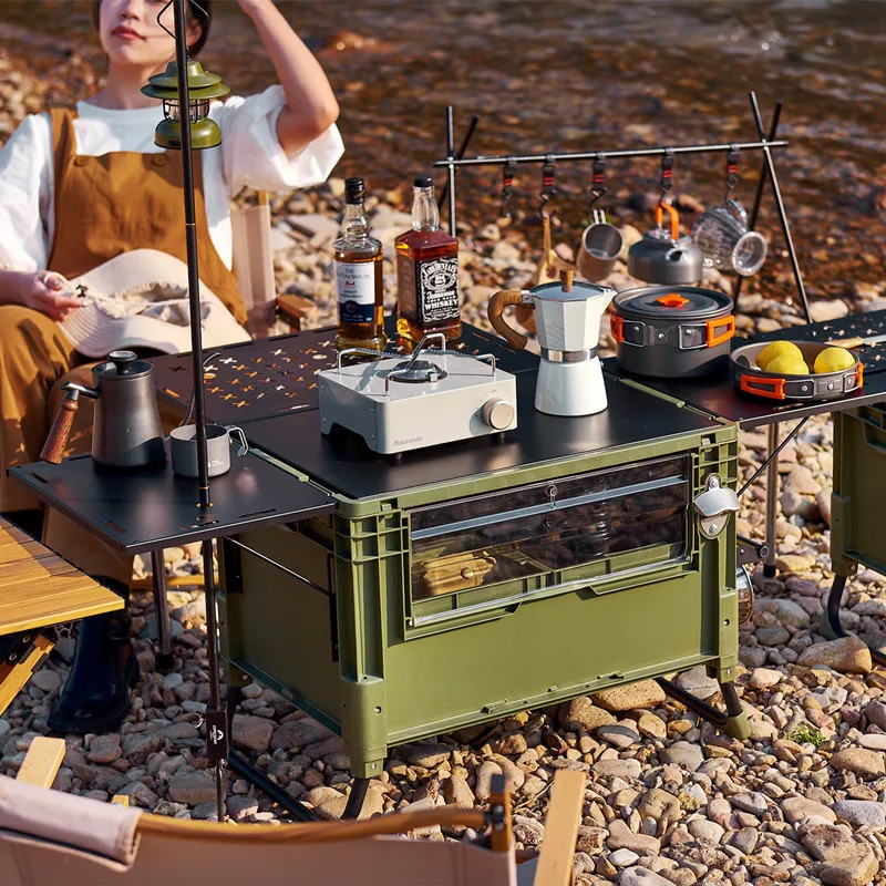 

Camping box table Outdoor rack BBQ storage box Picnic camping folding box Car storage table Car
