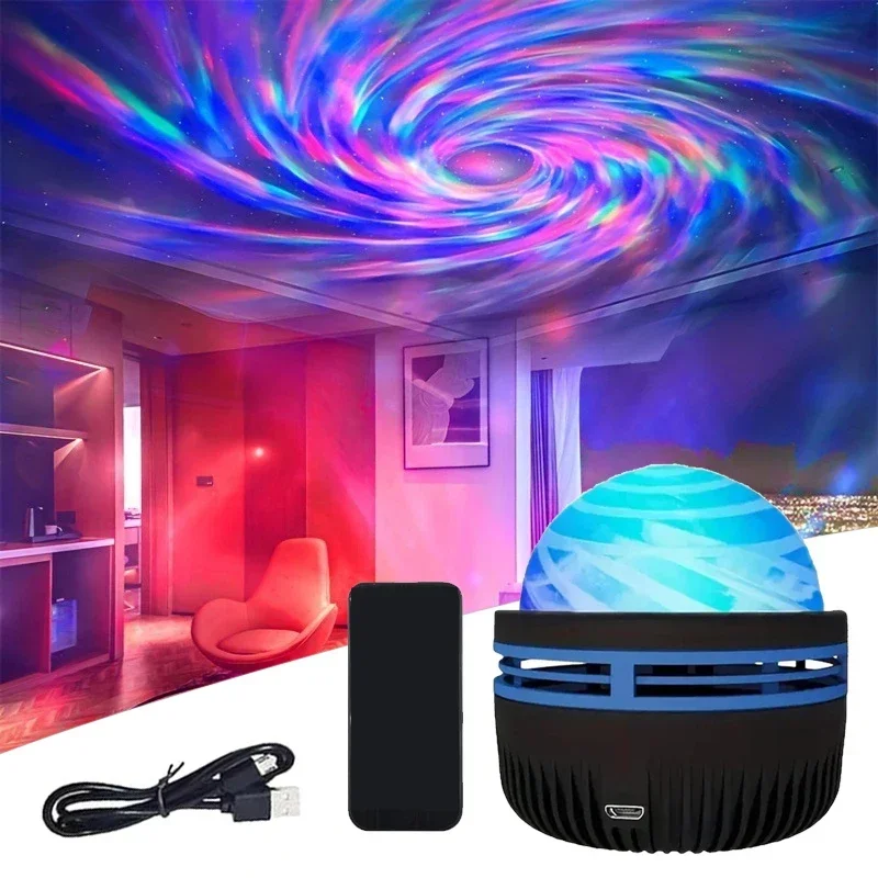 Stary Sky Projection Lamp Aurora Galaxy Night Lights 5V 360° Rotating Wave Northern Light Remote Control KTV Bedroom Atmosphere