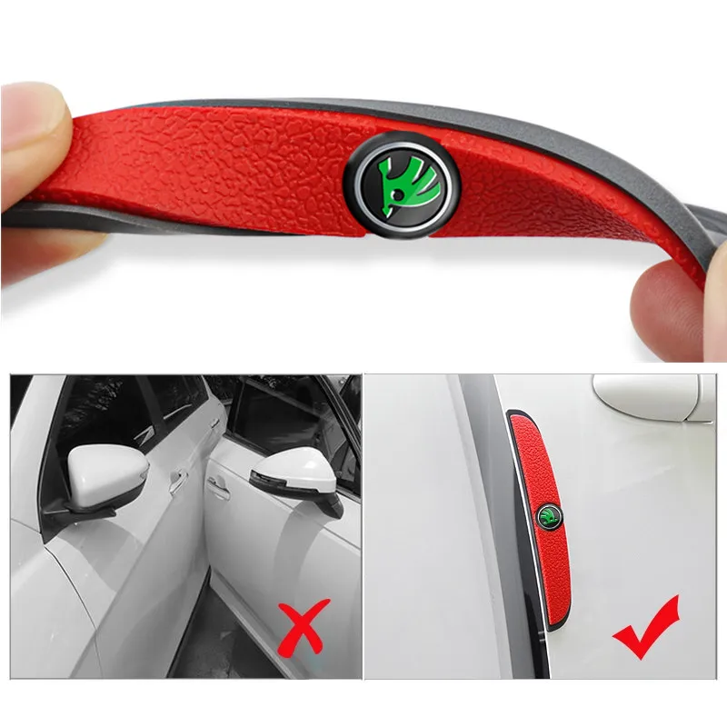 4Pcs Rubber Anti Collision Strip Car Door Rearview Mirror Protector Stickers For Skoda Octavia Rapid Kodiaq Superb Karoq Fabia