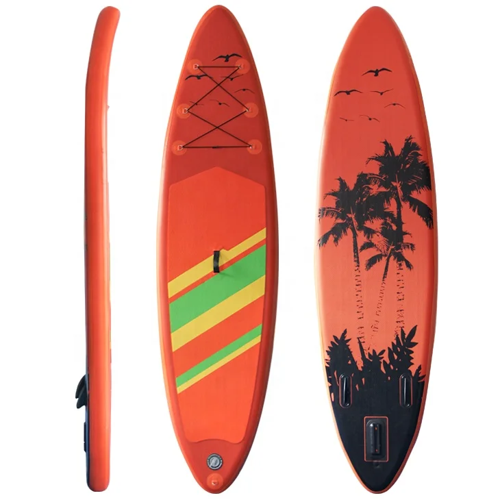 

Red Orange Rainbow Strip EVA Inflatable Boards Stand Up Paddleboards Sup Board Surfing With Inflatable Paddle For Water Sports