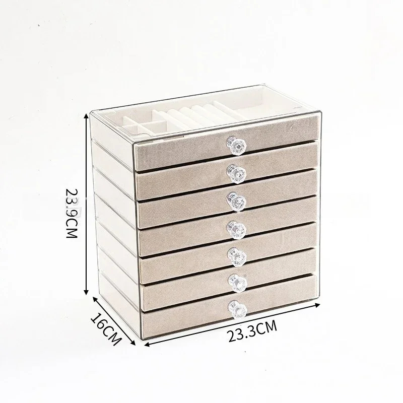 New PET Transparent 7-Layer Drawer Jewelry Storage Box for Earrings Necklaces Rings Accessory Display Stand Organizer