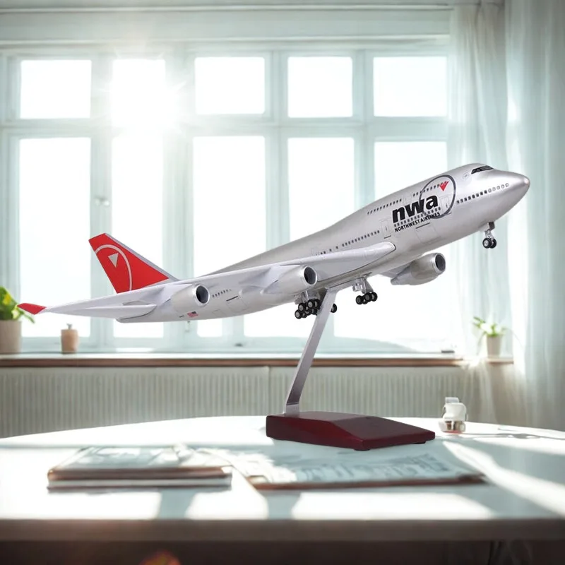 

B747 Northwest Airlines 47CM Boutique Decoration 1:150 Scale Model Aircraft LED Light Die-casting Machine Collected Gift By