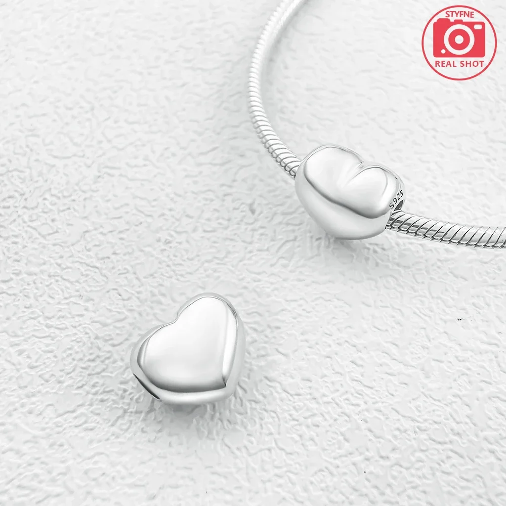 New 925 Sterling Silver Gold Be Love Heart Charm Beads for Women Fit Pandora Original Bracelet Jewelry Accessories Making Gift