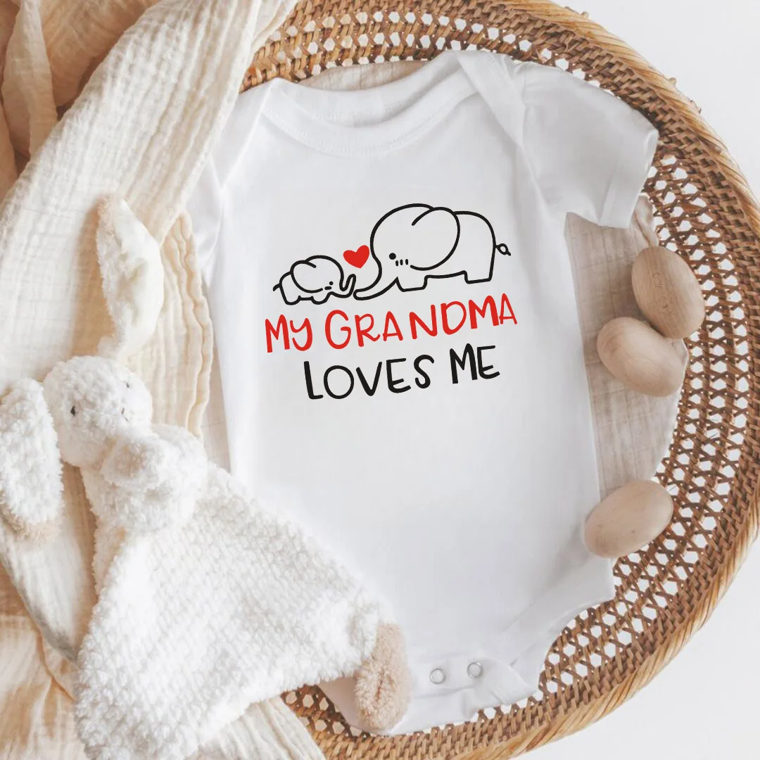 

My Grandma Loves Me Print Baby Bodysuit Cotton Baby Romper Toddler Jumpsuit Girls Boys Short Sleeve Clothes Infant Romper