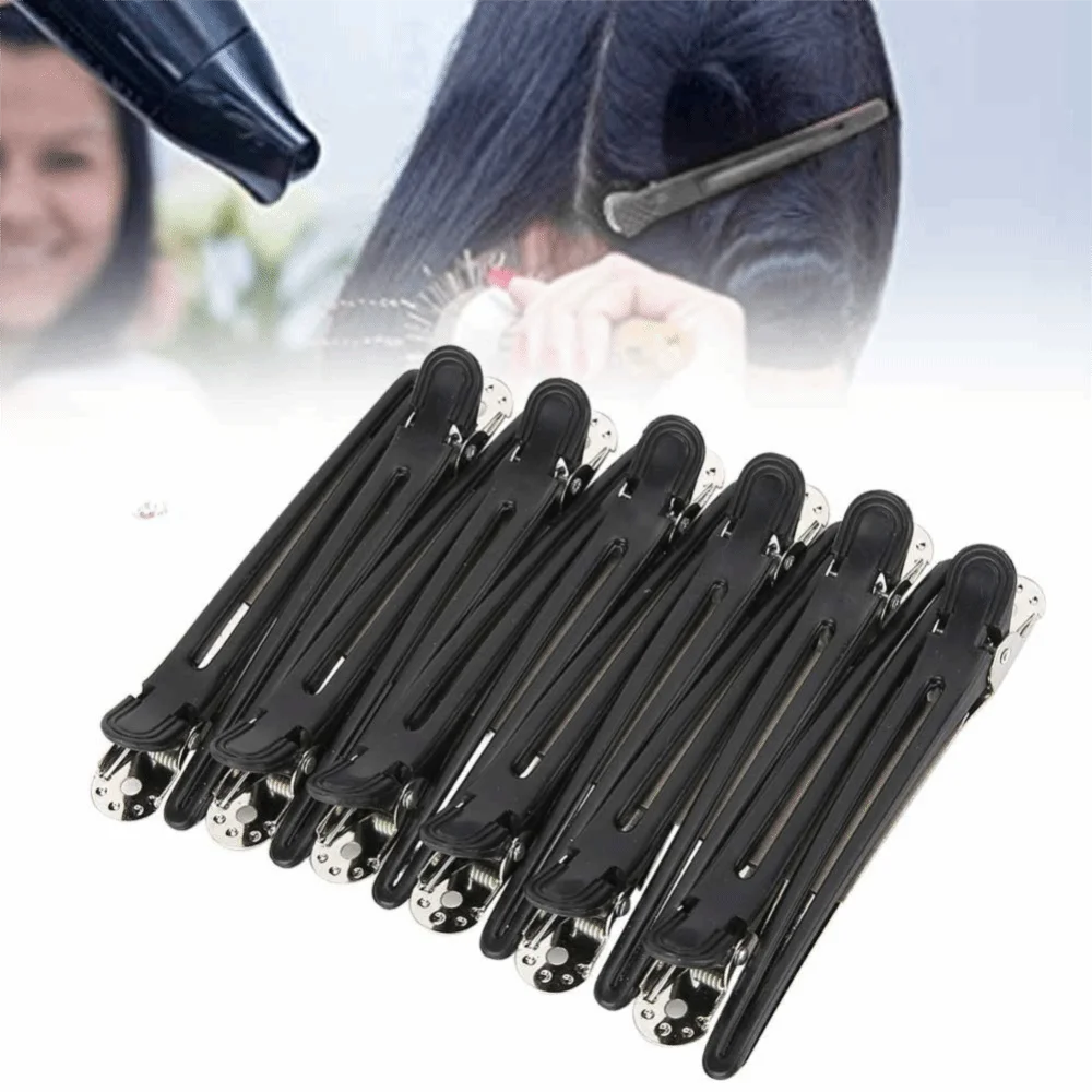 24pcs Black Positioning Hairpin Creaseless Non-Slip Duckbill Clip ABS Plastic Strong Hold Hairdressing Clips Home Use